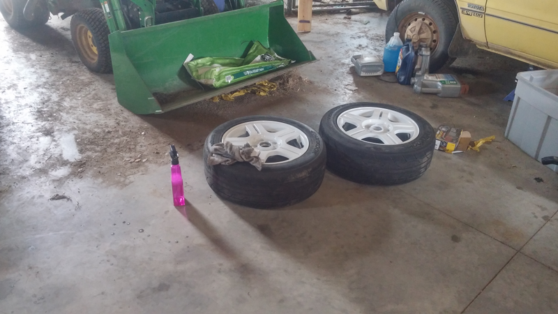 Driver side front and rear wheels (with bonus tractor action!)